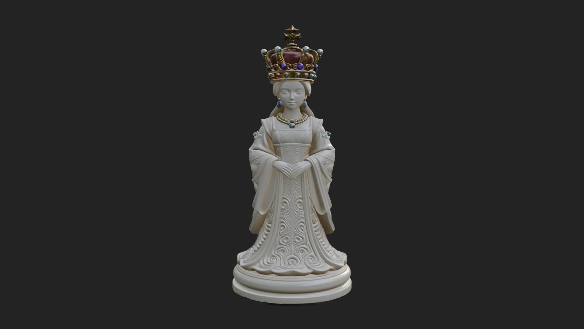 Ornate Chess Piece Statue Design 166 3D Print Model 3D Model