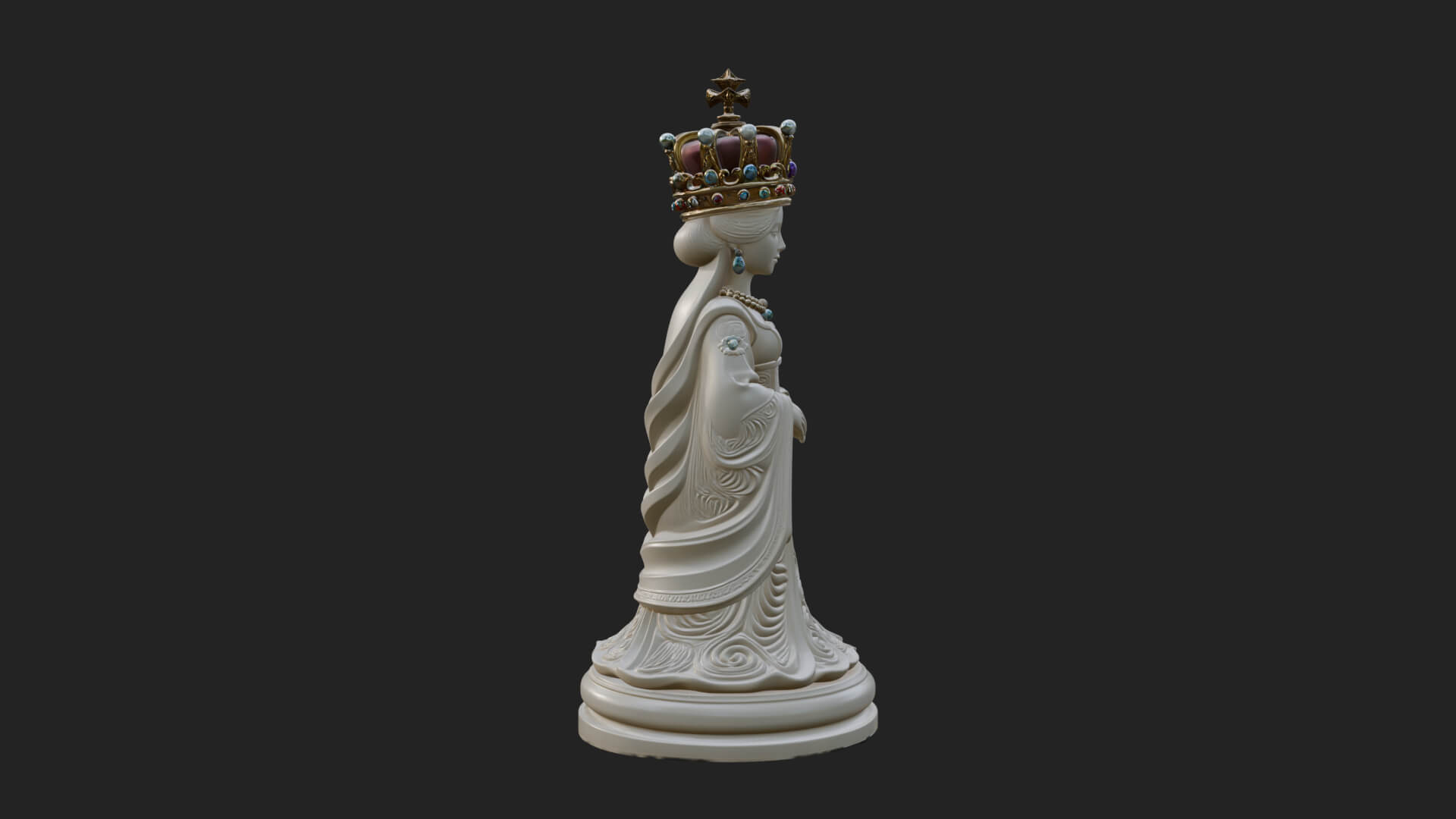 Ornate Chess Piece Statue Design 166 3D Print Model 3D Model