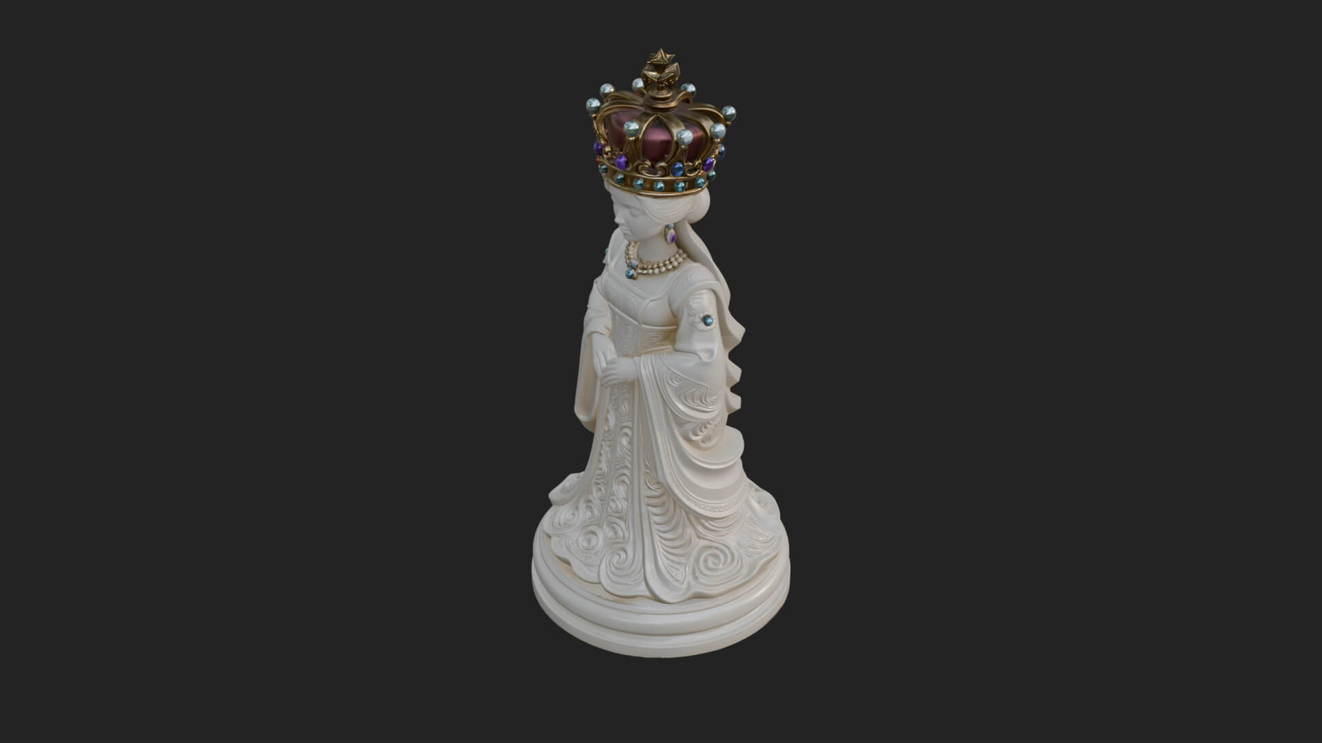 Ornate Chess Piece Statue Design 166 3D Print Model 3D Model