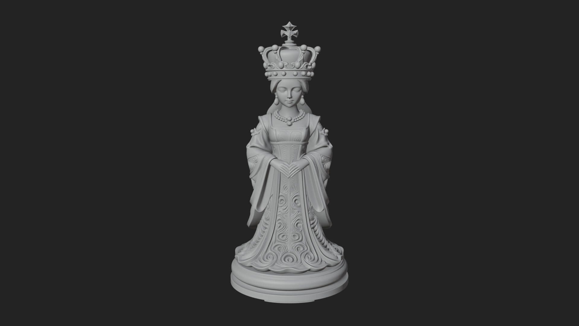 Ornate Chess Piece Statue Design 166 3D Print Model 3D Model
