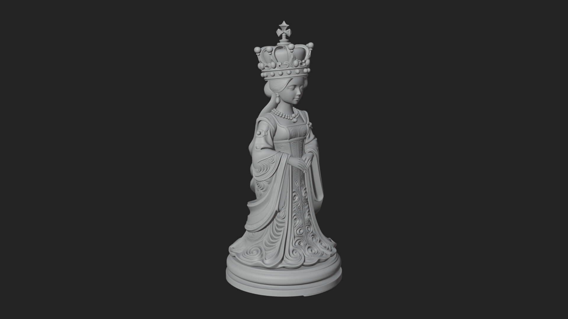 Ornate Chess Piece Statue Design 166 3D Print Model 3D Model