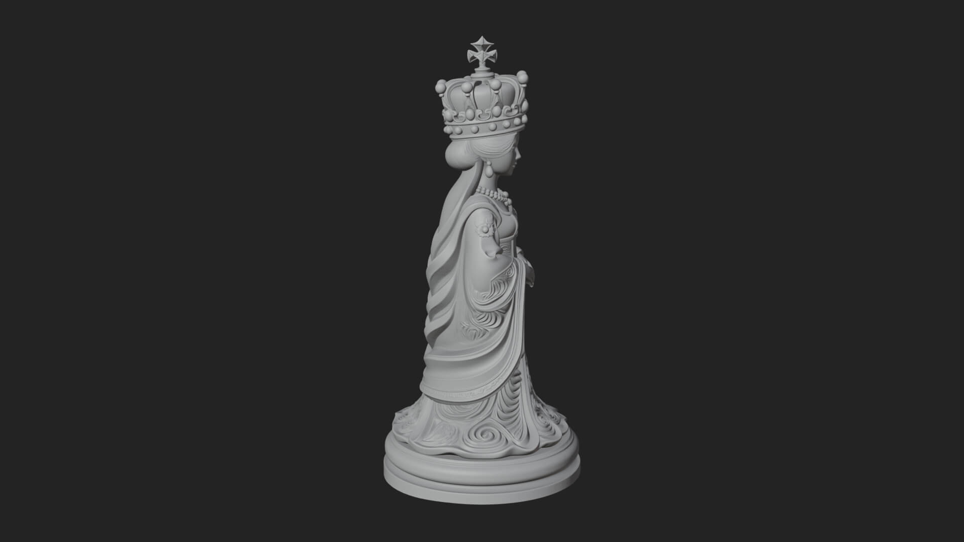 Ornate Chess Piece Statue Design 166 3D Print Model 3D Model