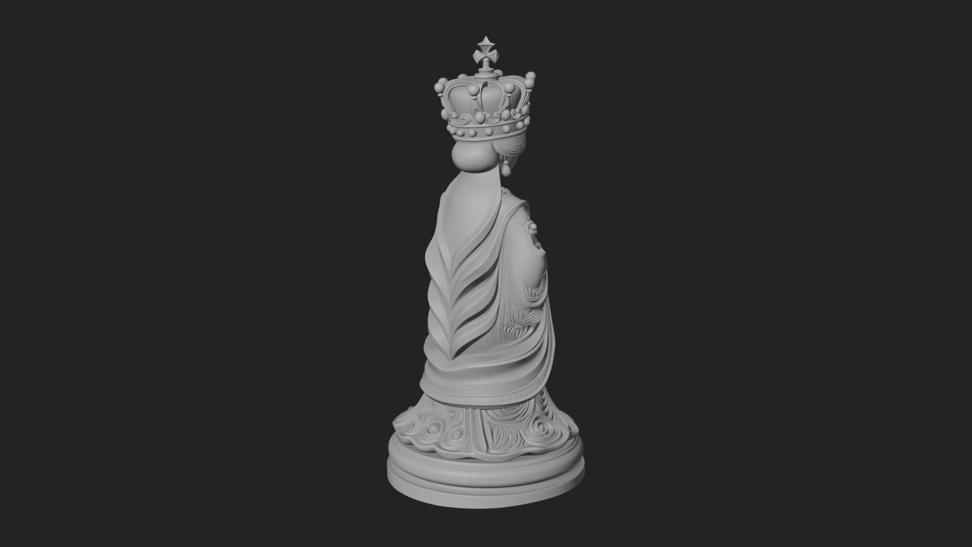 Ornate Chess Piece Statue Design 166 3D Print Model 3D Model