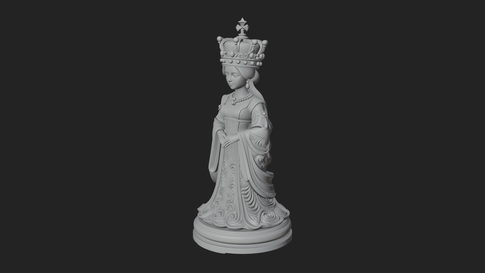 Ornate Chess Piece Statue Design 166 3D Print Model 3D Model