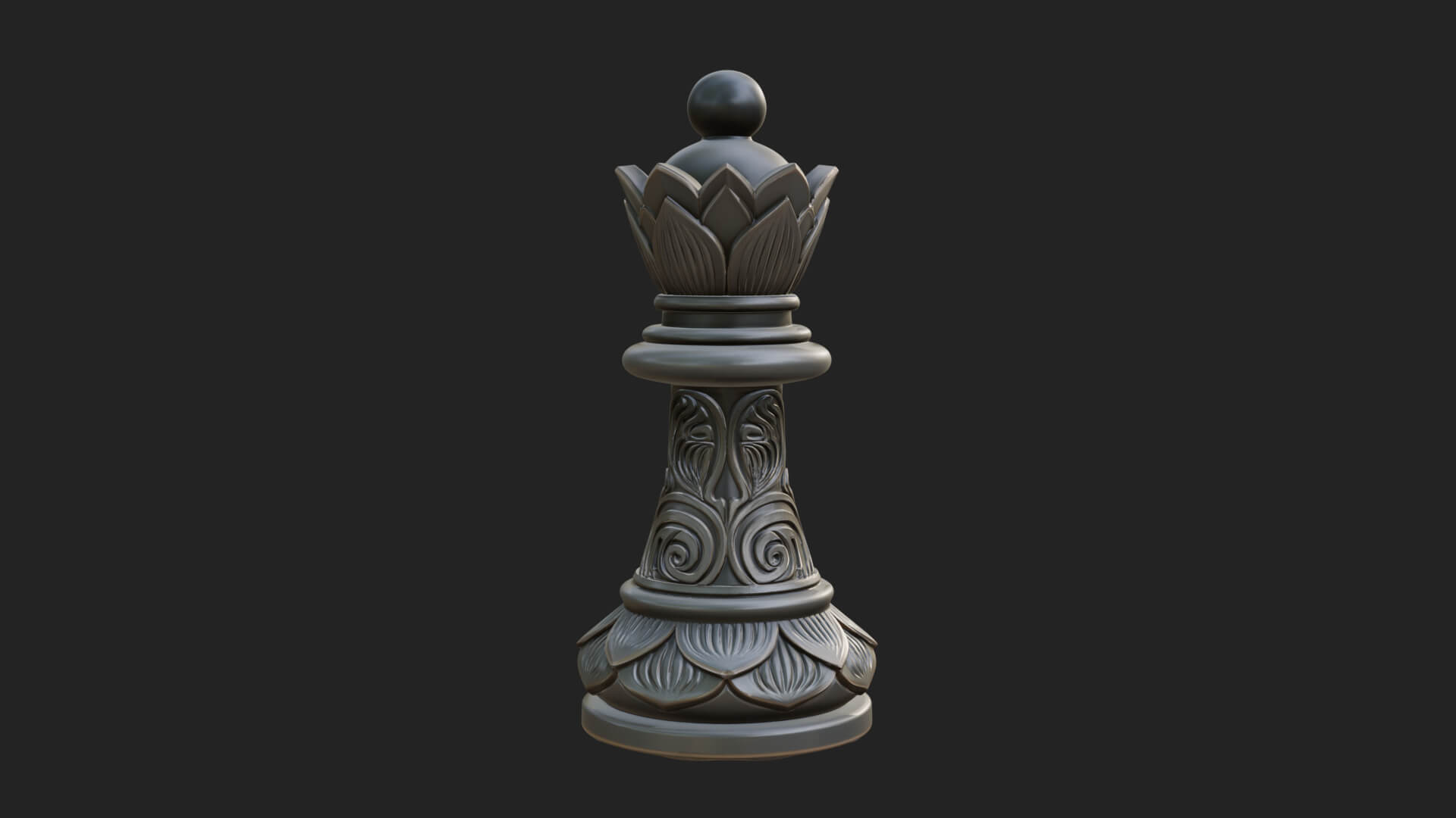Ornate Chess Piece Statue Design 17 3D Print Model 3D Model