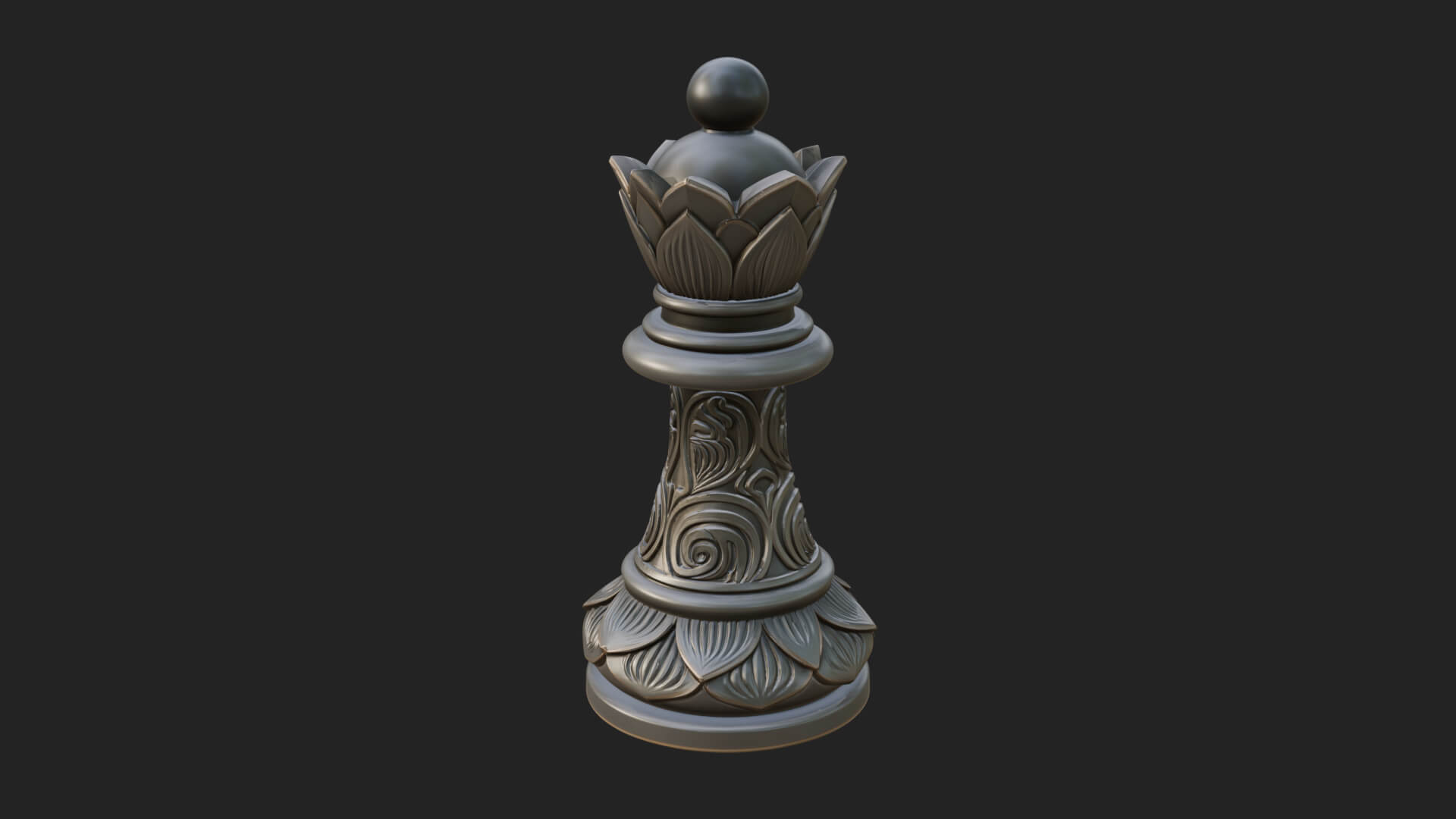Ornate Chess Piece Statue Design 17 3D Print Model 3D Model