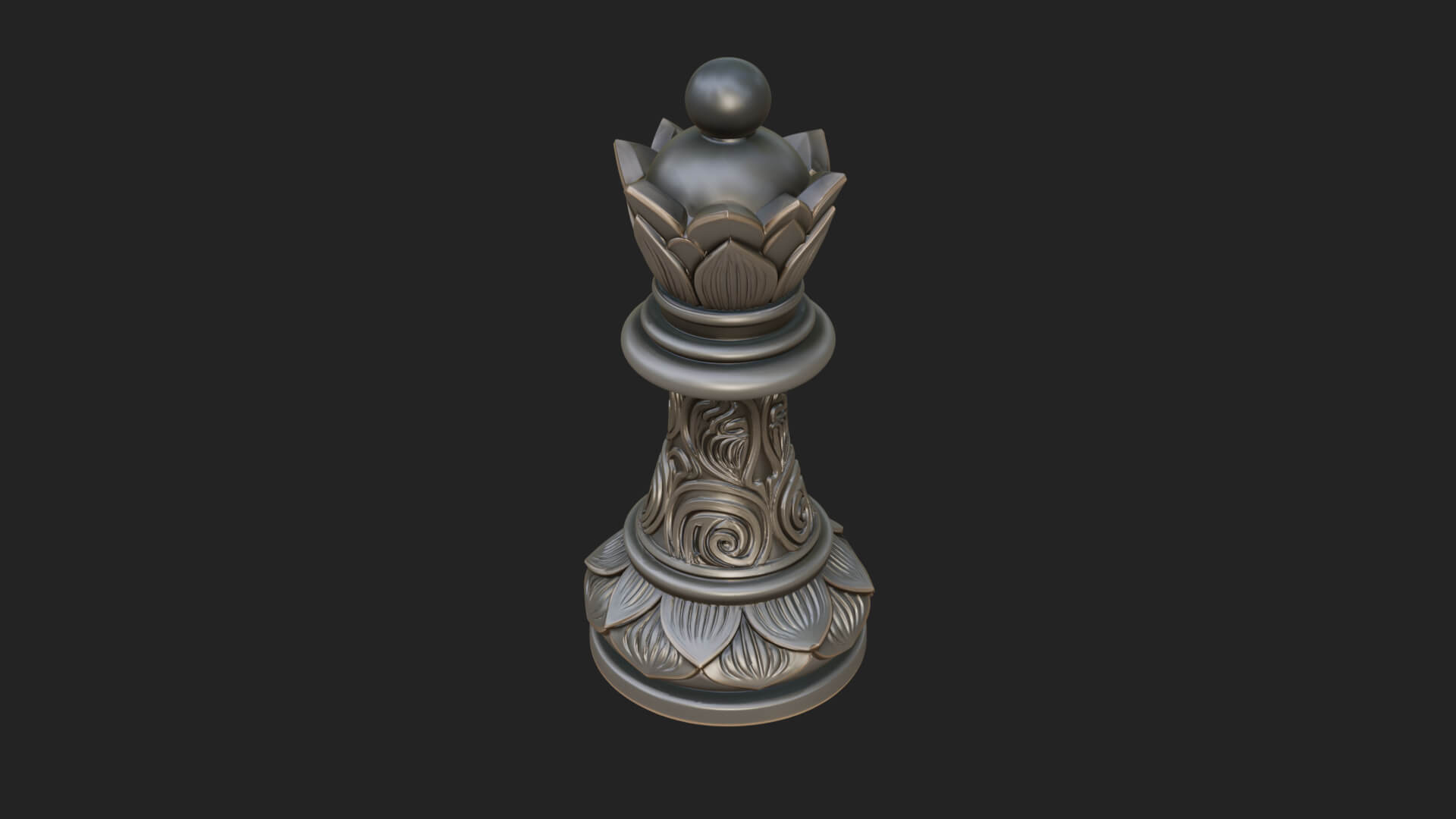 Ornate Chess Piece Statue Design 17 3D Print Model 3D Model