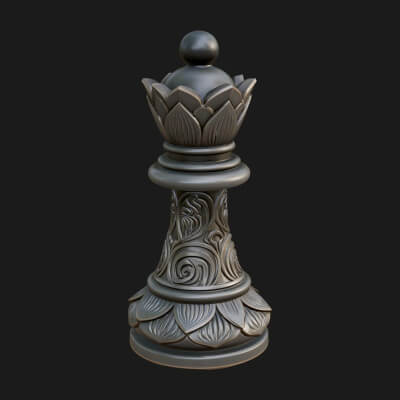 Ornate Chess Piece Statue Design 17 3D Print Model