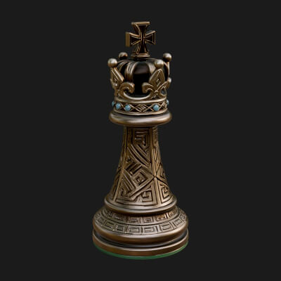 Ornate Chess Piece Statue Design 49 3D Print Model
