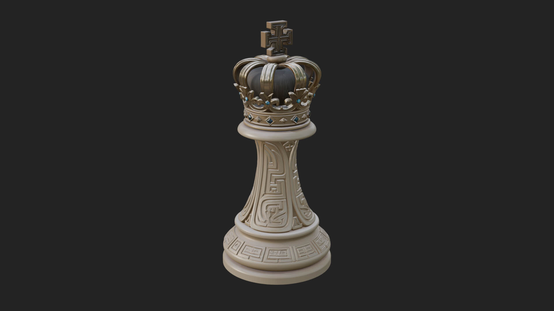 Ornate Chess Piece Statue Design 61 3D Print Model 3D Model
