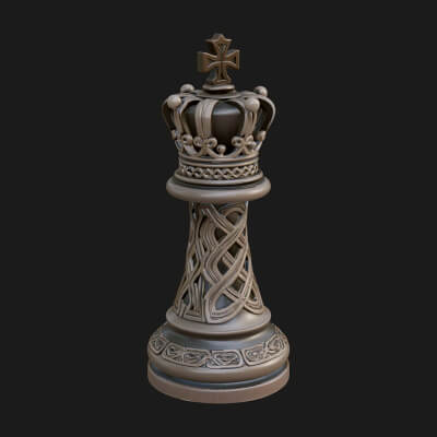 Ornate Chess Piece Statue Design 82 3D Print Model
