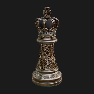 Ornate Chess Piece Statue Design 87 3D Print Model