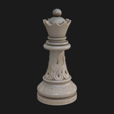 Ornate Chess Piece Statue Design 9 3D Print Model