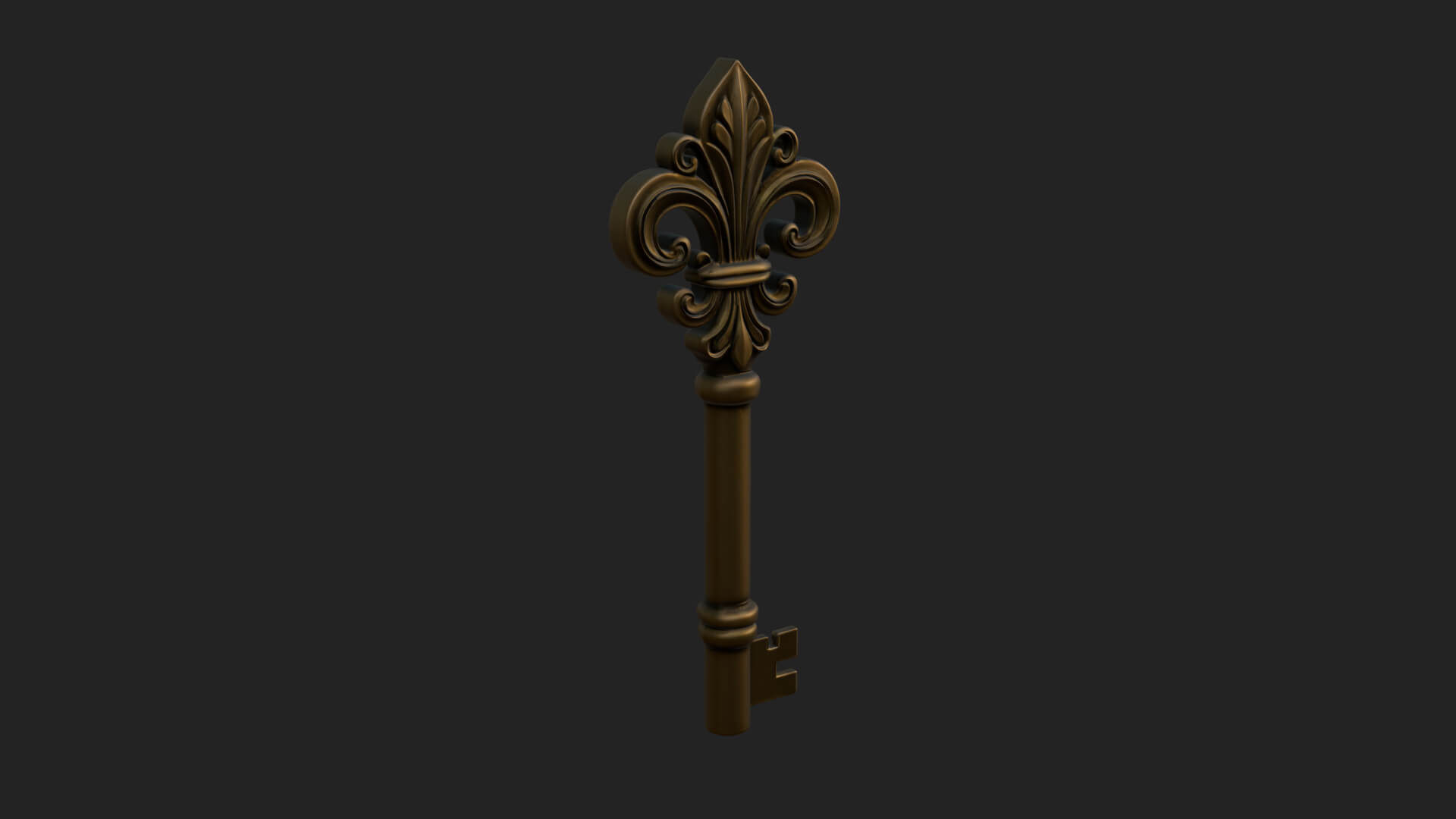 Ornate Fleur de Lis Key Model Design 1 3D Print Model 3D Model