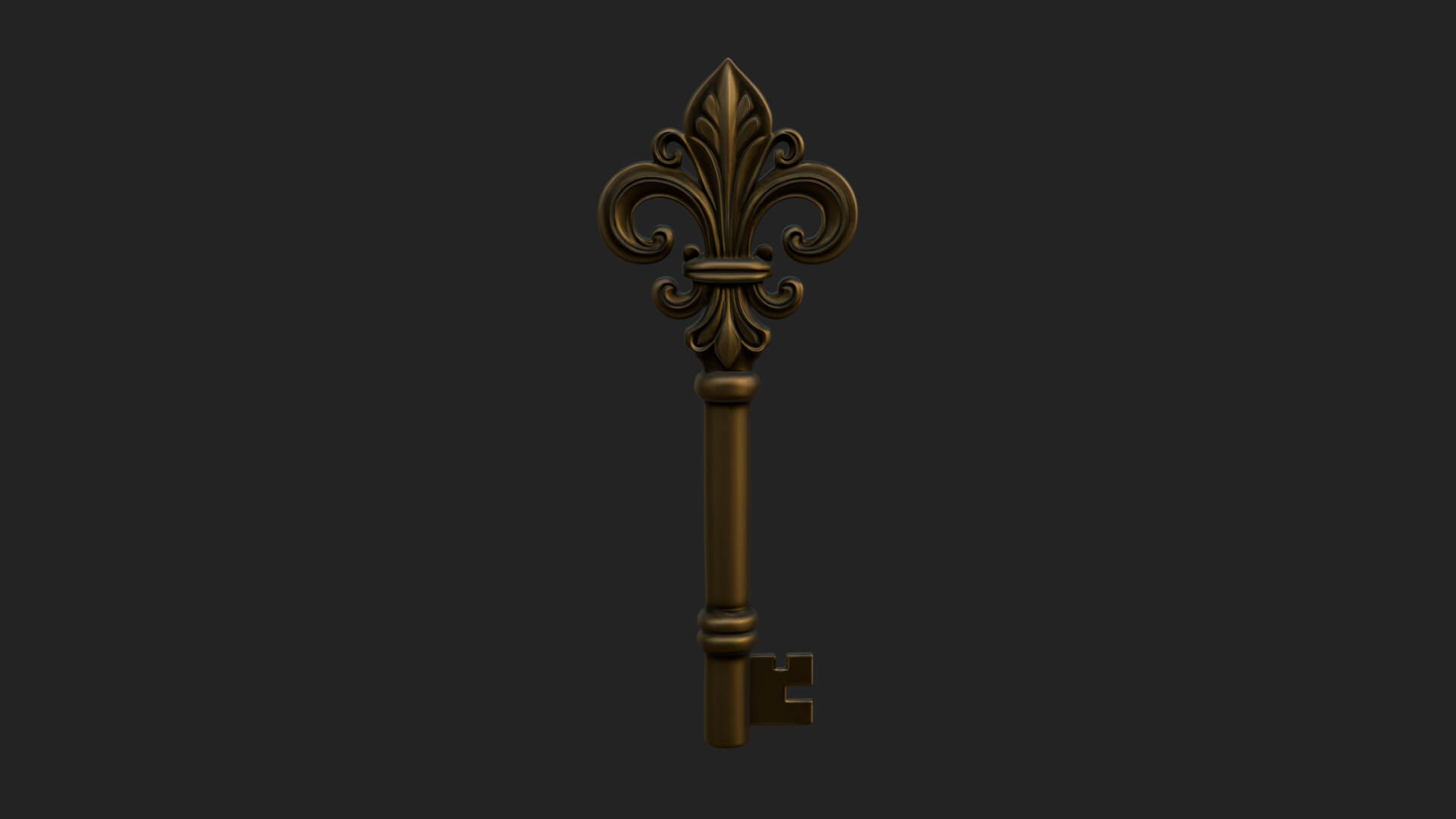 Ornate Fleur de Lis Key Model Design 1 3D Print Model 3D Model