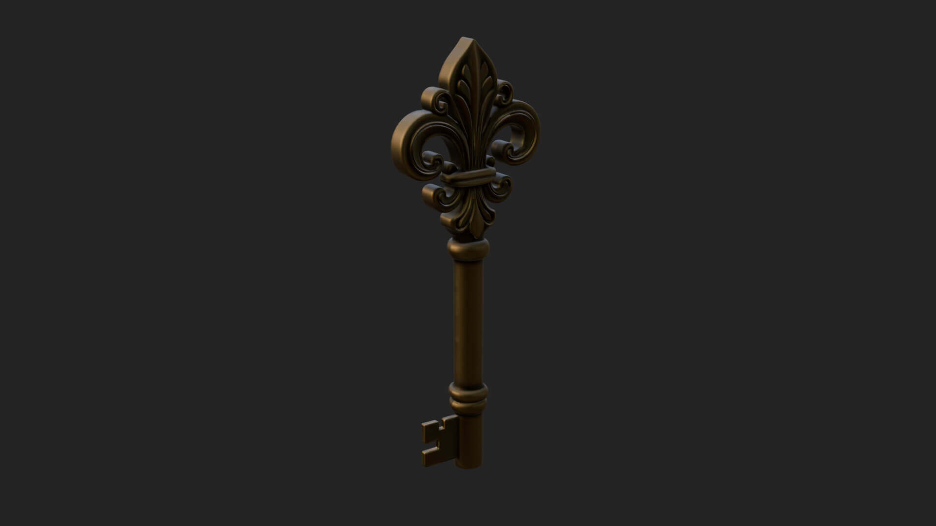 Ornate Fleur de Lis Key Model Design 1 3D Print Model 3D Model