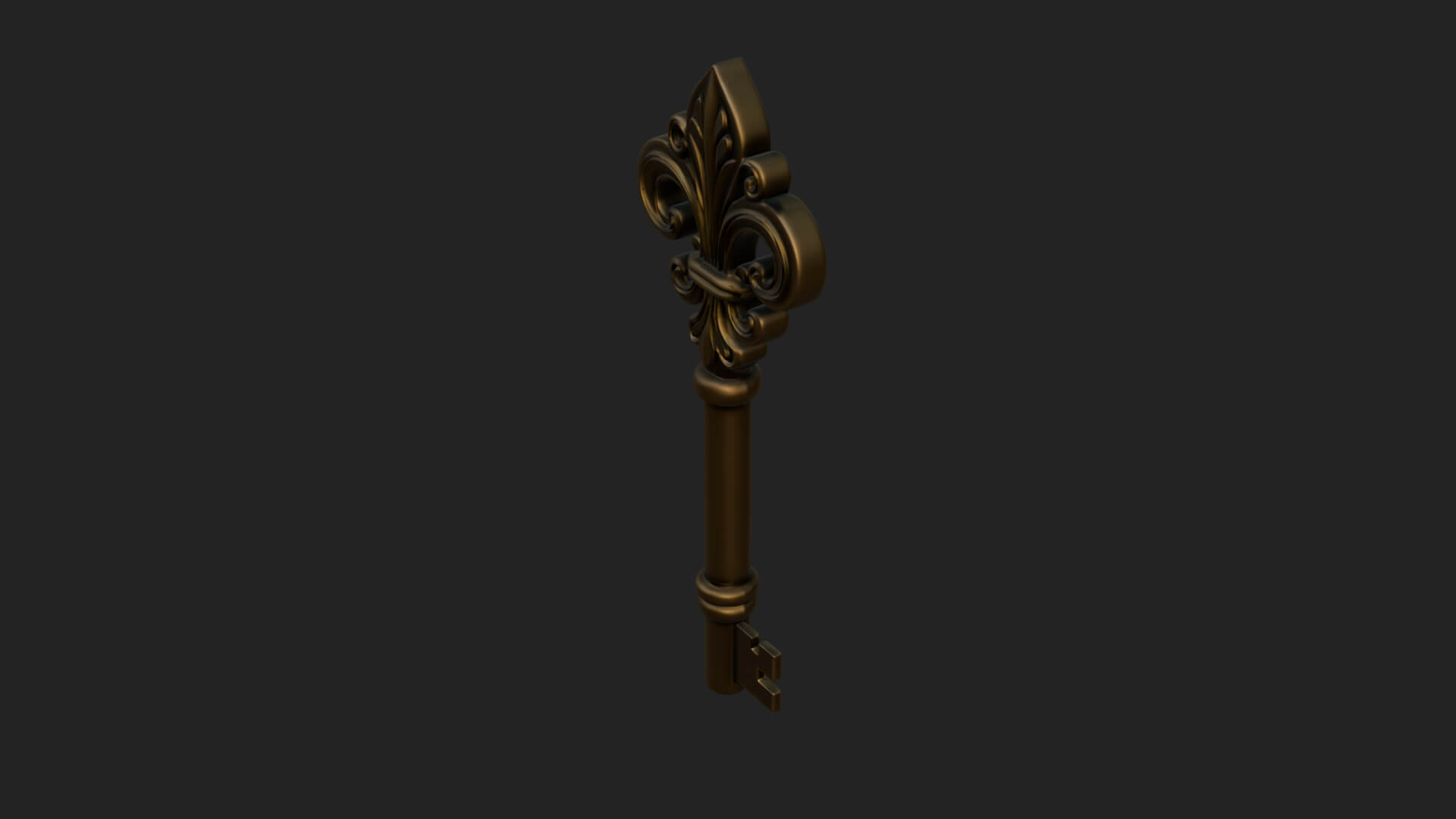 Ornate Fleur de Lis Key Model Design 1 3D Print Model 3D Model