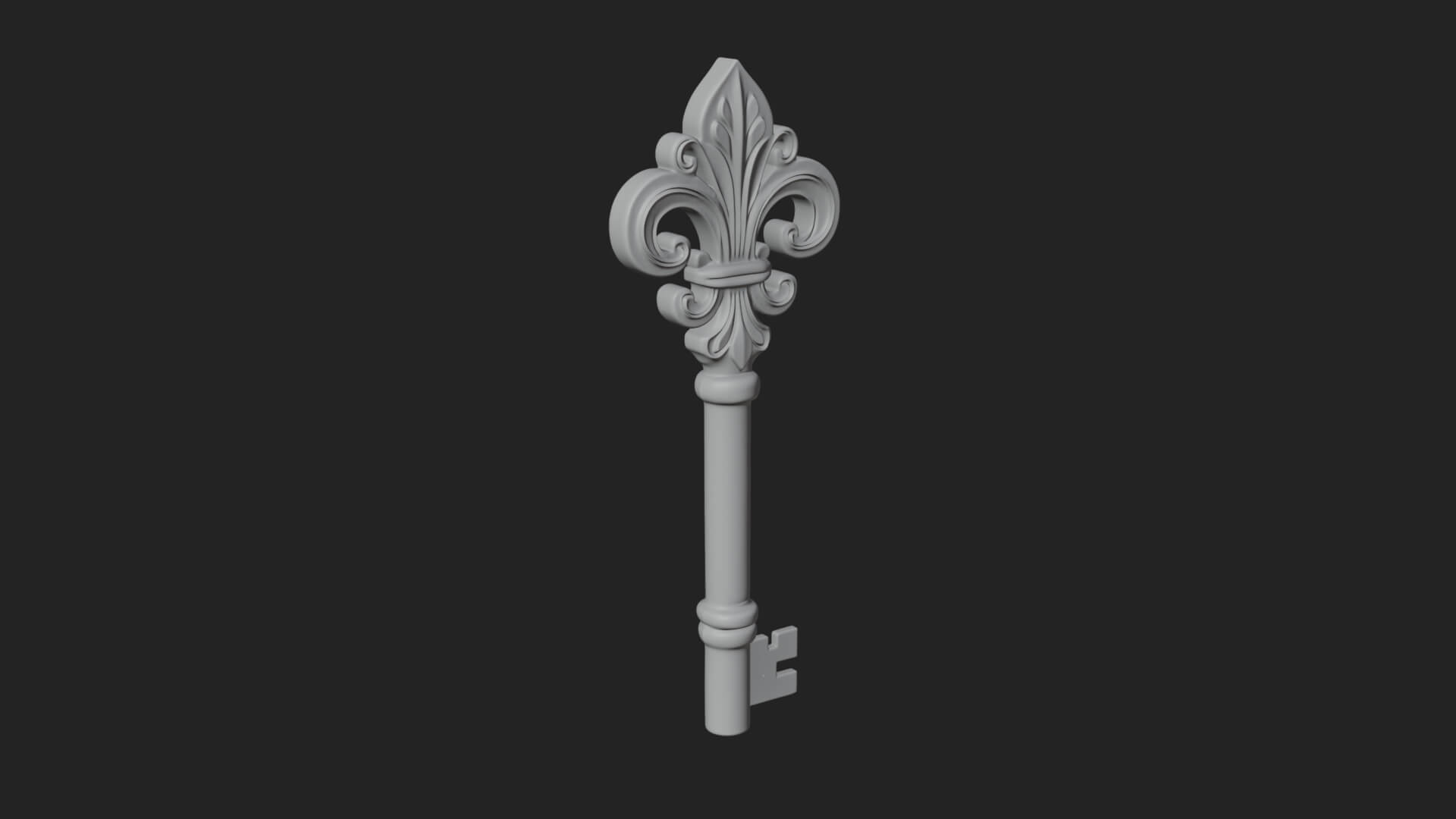 Ornate Fleur de Lis Key Model Design 1 3D Print Model 3D Model