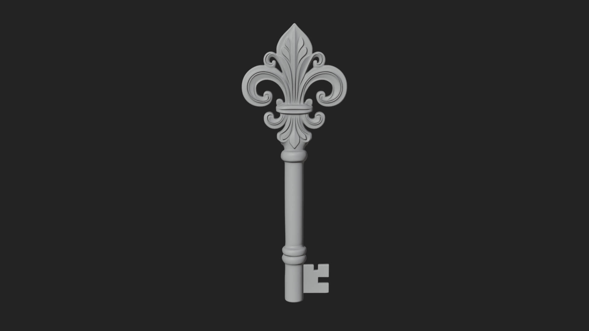 Ornate Fleur de Lis Key Model Design 1 3D Print Model 3D Model