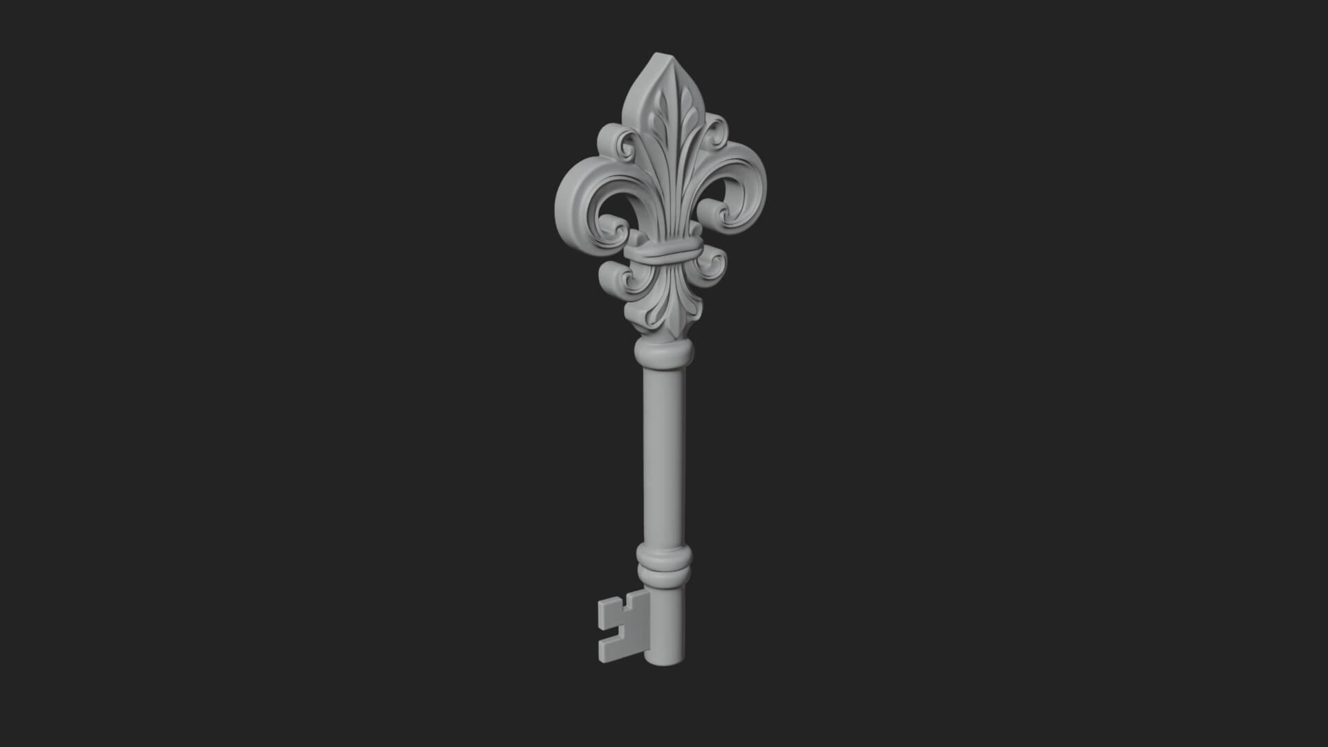 Ornate Fleur de Lis Key Model Design 1 3D Print Model 3D Model