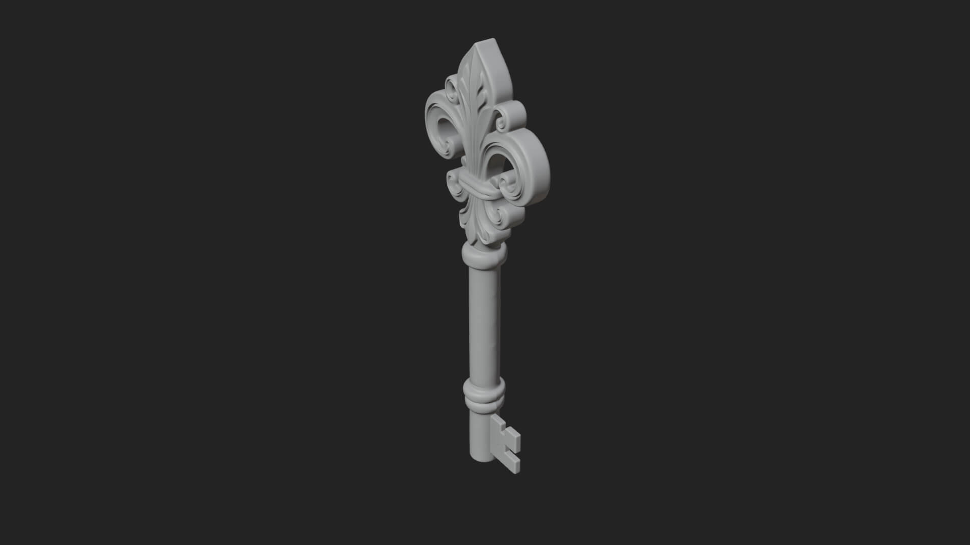 Ornate Fleur de Lis Key Model Design 1 3D Print Model 3D Model