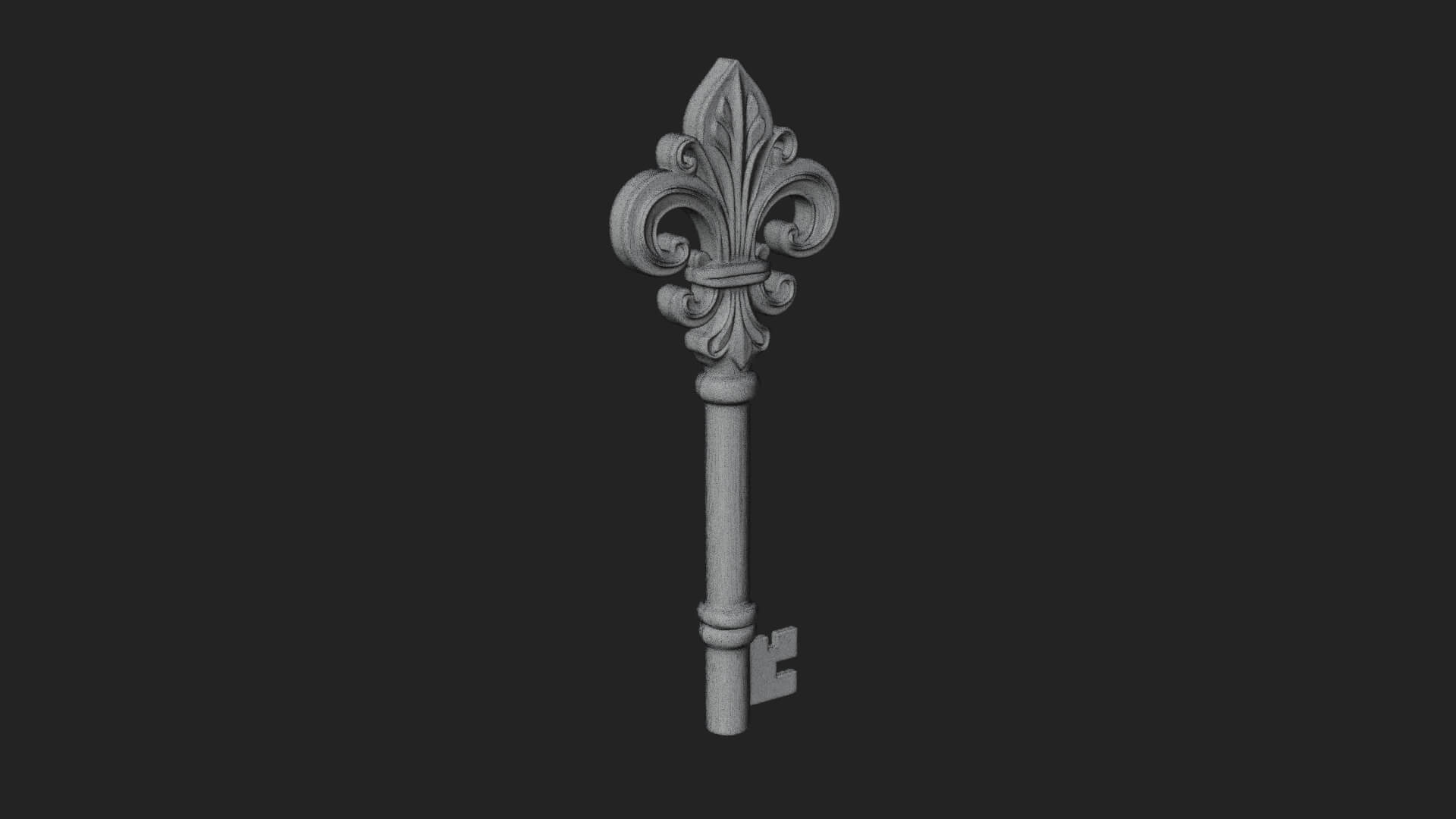 Ornate Fleur de Lis Key Model Design 1 3D Print Model 3D Model