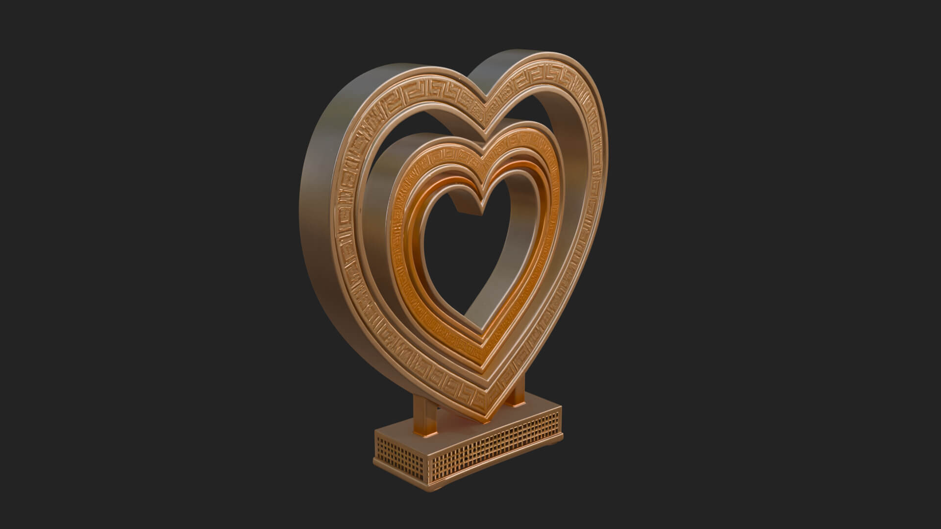 Ornate Framed Heart Plaque Design 100 3D Print Model 3D Model