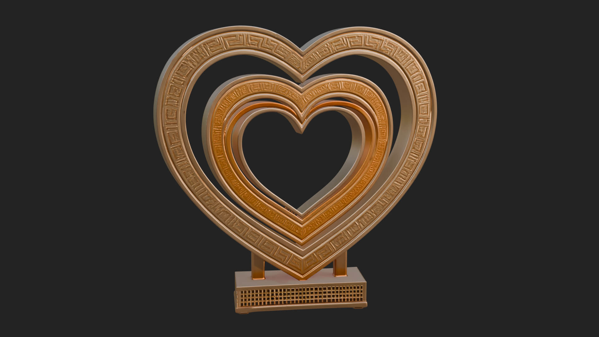 Ornate Framed Heart Plaque Design 100 3D Print Model 3D Model