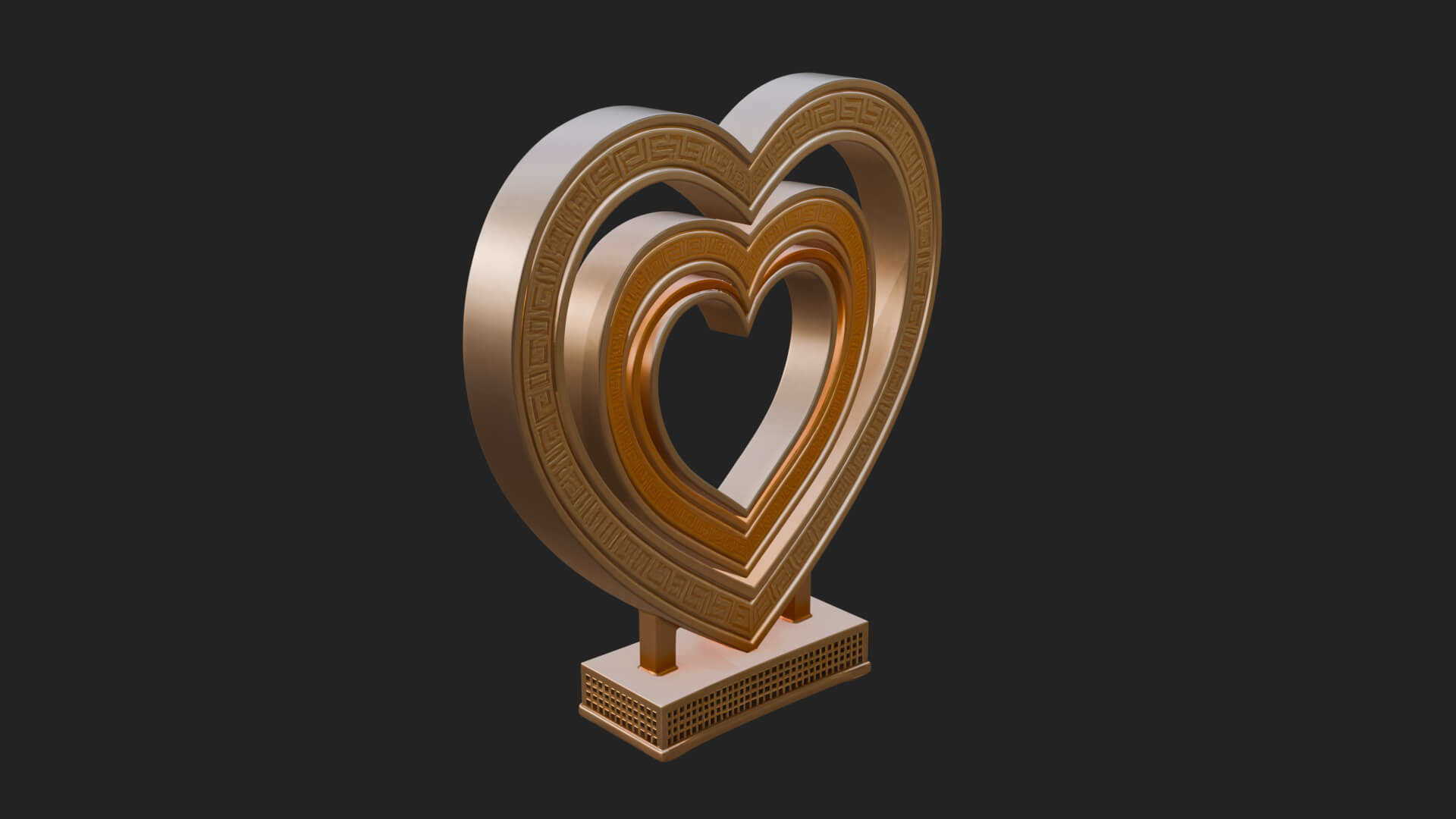Ornate Framed Heart Plaque Design 100 3D Print Model 3D Model