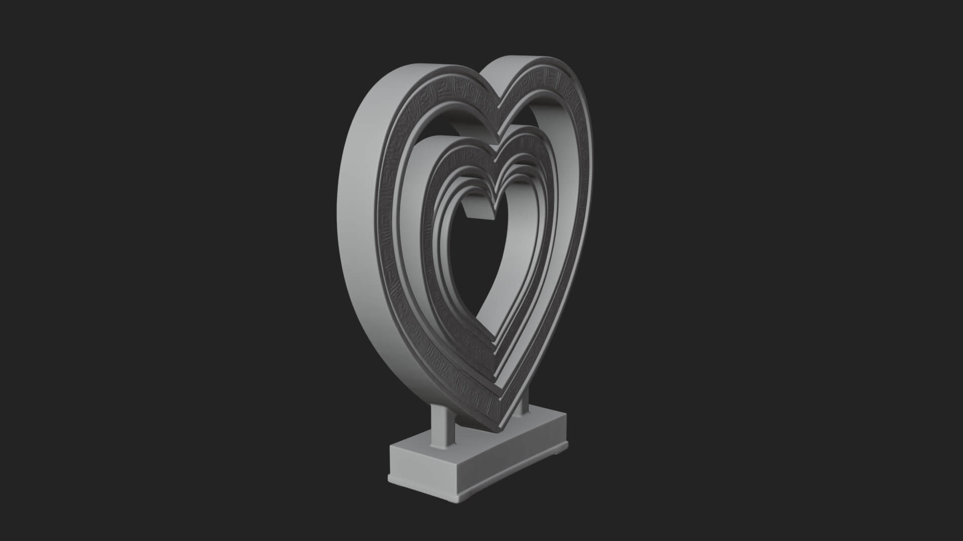 Ornate Framed Heart Plaque Design 100 3D Print Model 3D Model