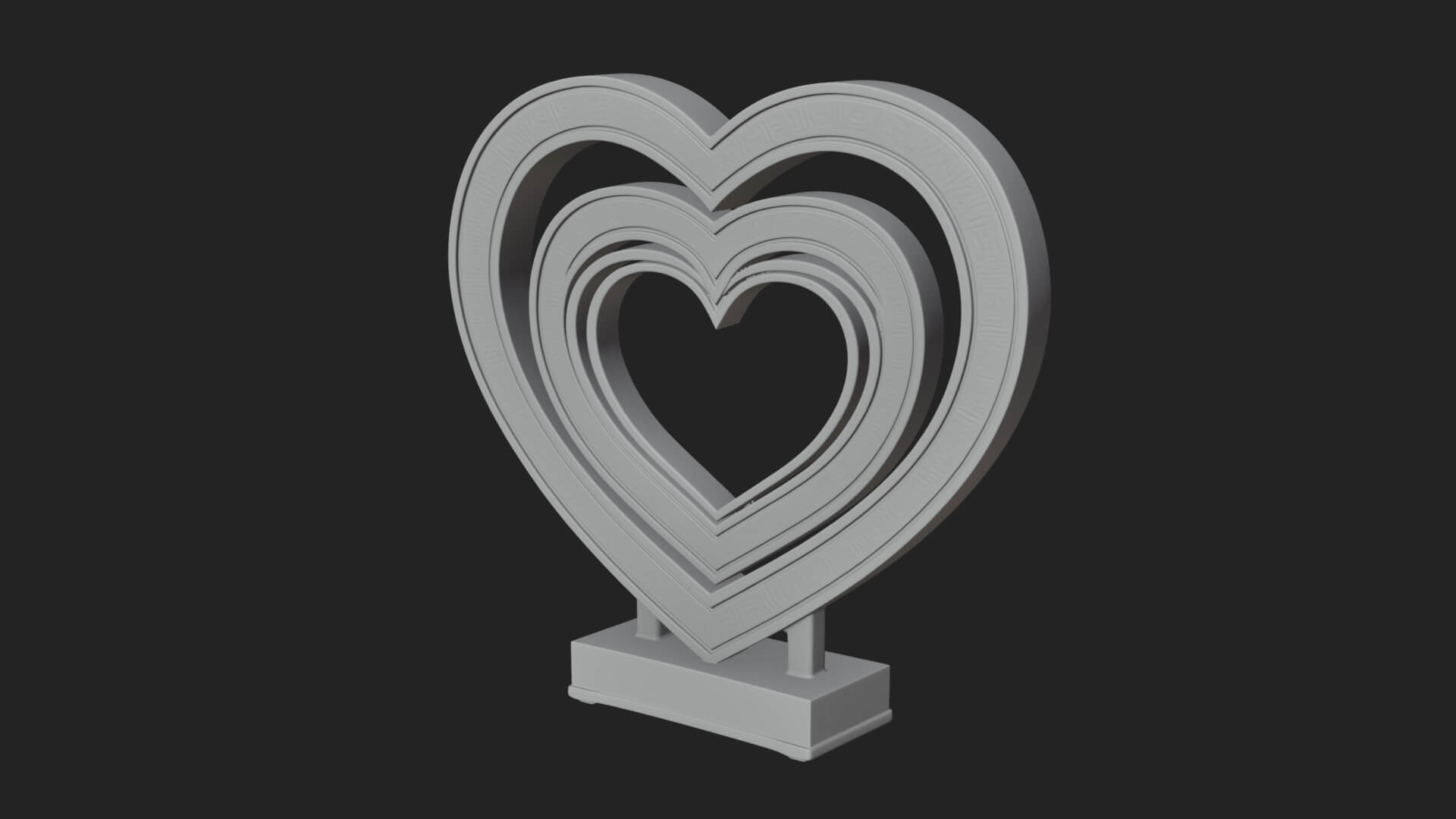 Ornate Framed Heart Plaque Design 100 3D Print Model 3D Model