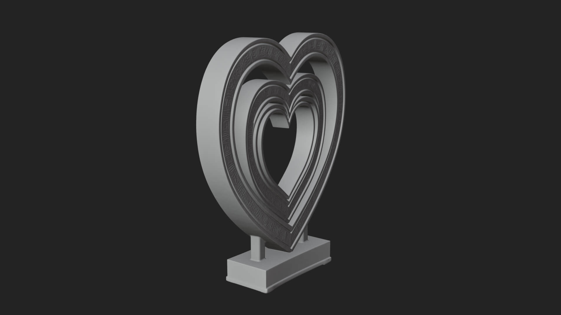 Ornate Framed Heart Plaque Design 100 3D Print Model 3D Model