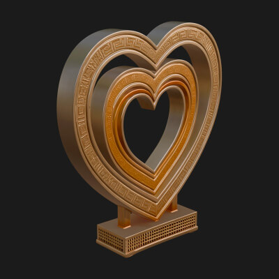 Ornate Framed Heart Plaque Design 100 3D Print Model
