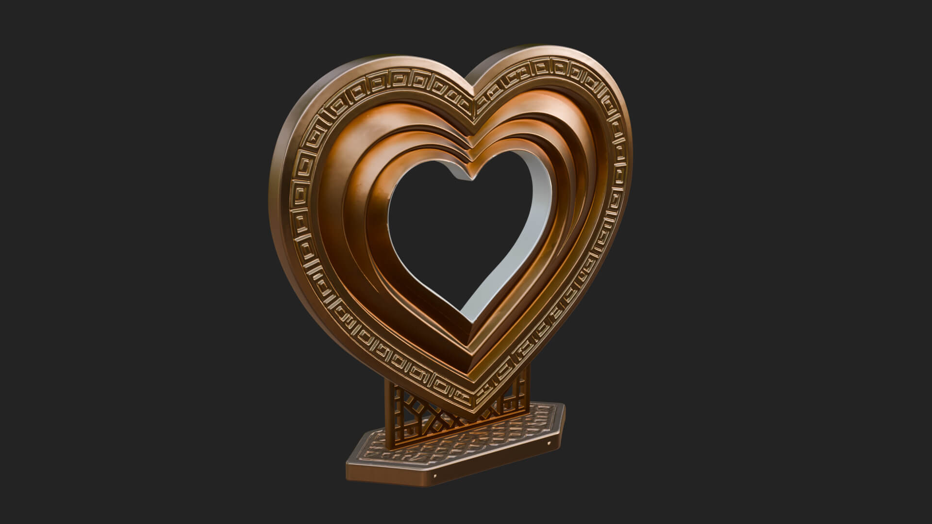 Ornate Framed Heart Plaque Design 101 3D Print Model 3D Model