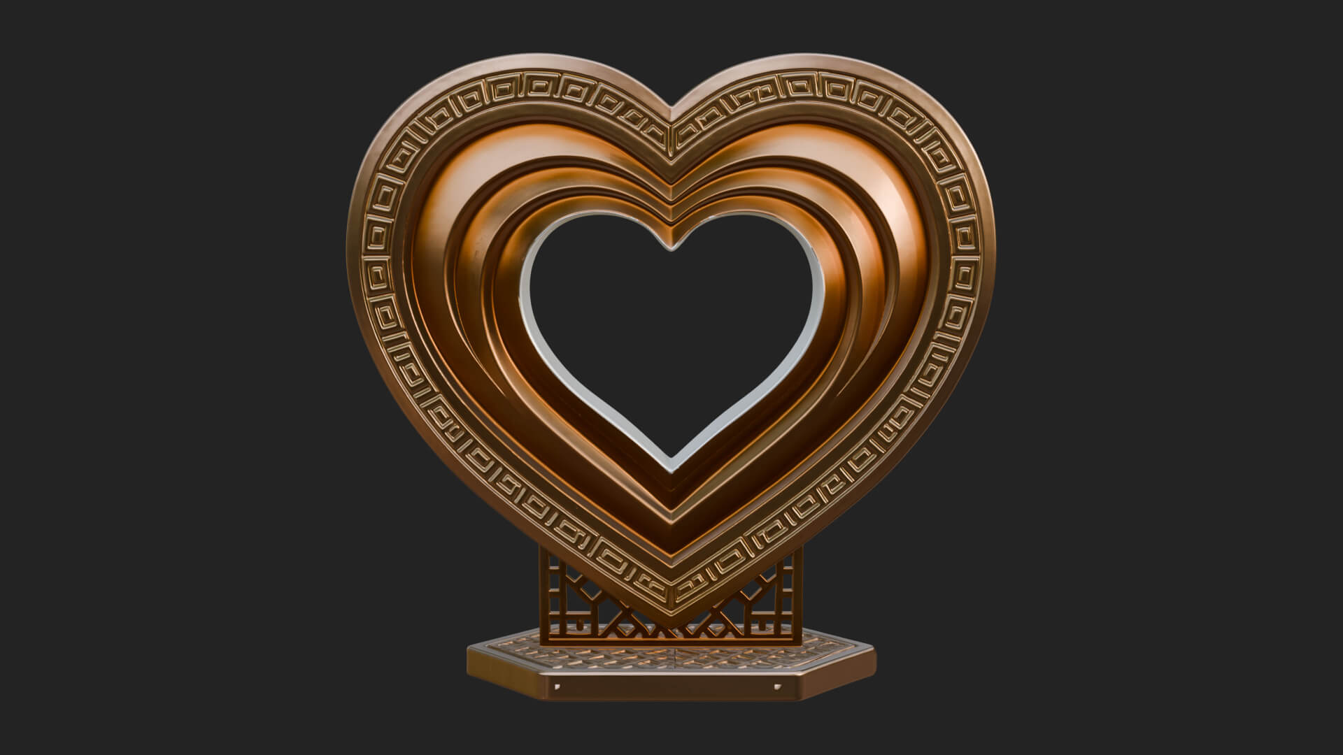 Ornate Framed Heart Plaque Design 101 3D Print Model 3D Model