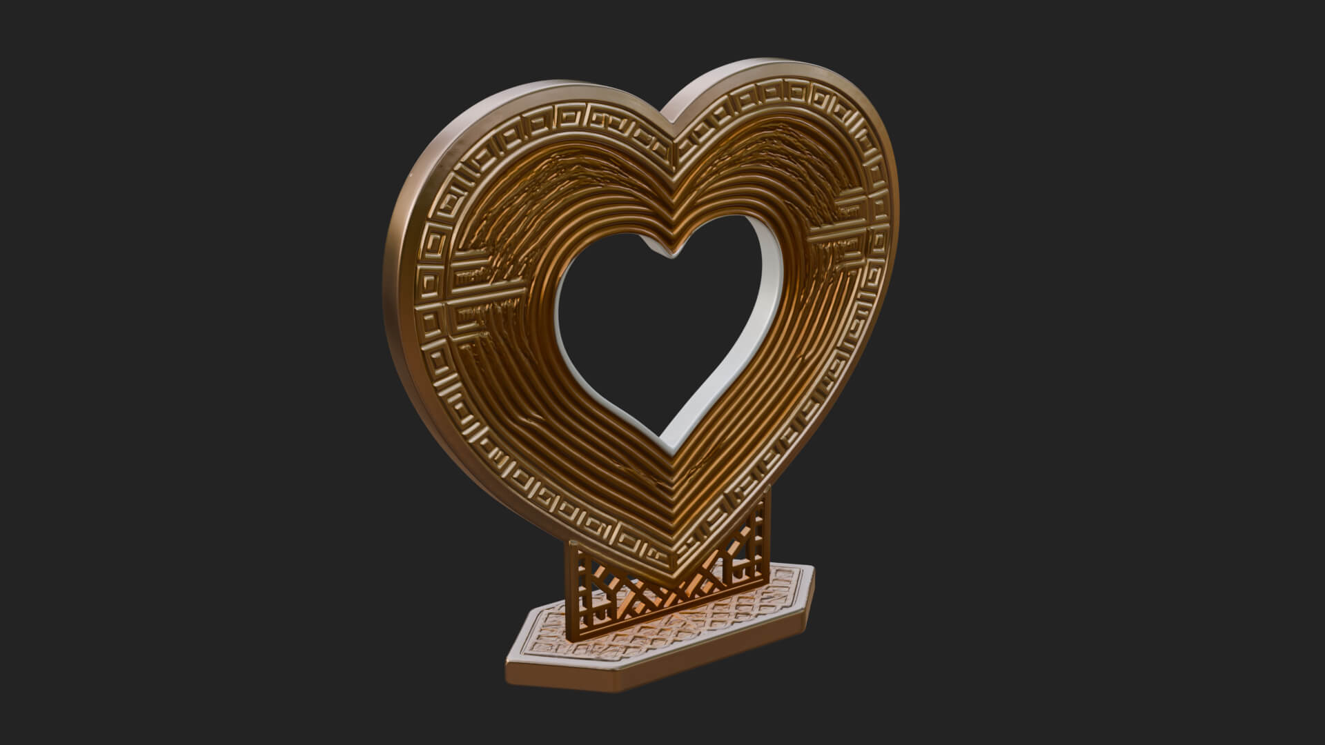 Ornate Framed Heart Plaque Design 101 3D Print Model 3D Model