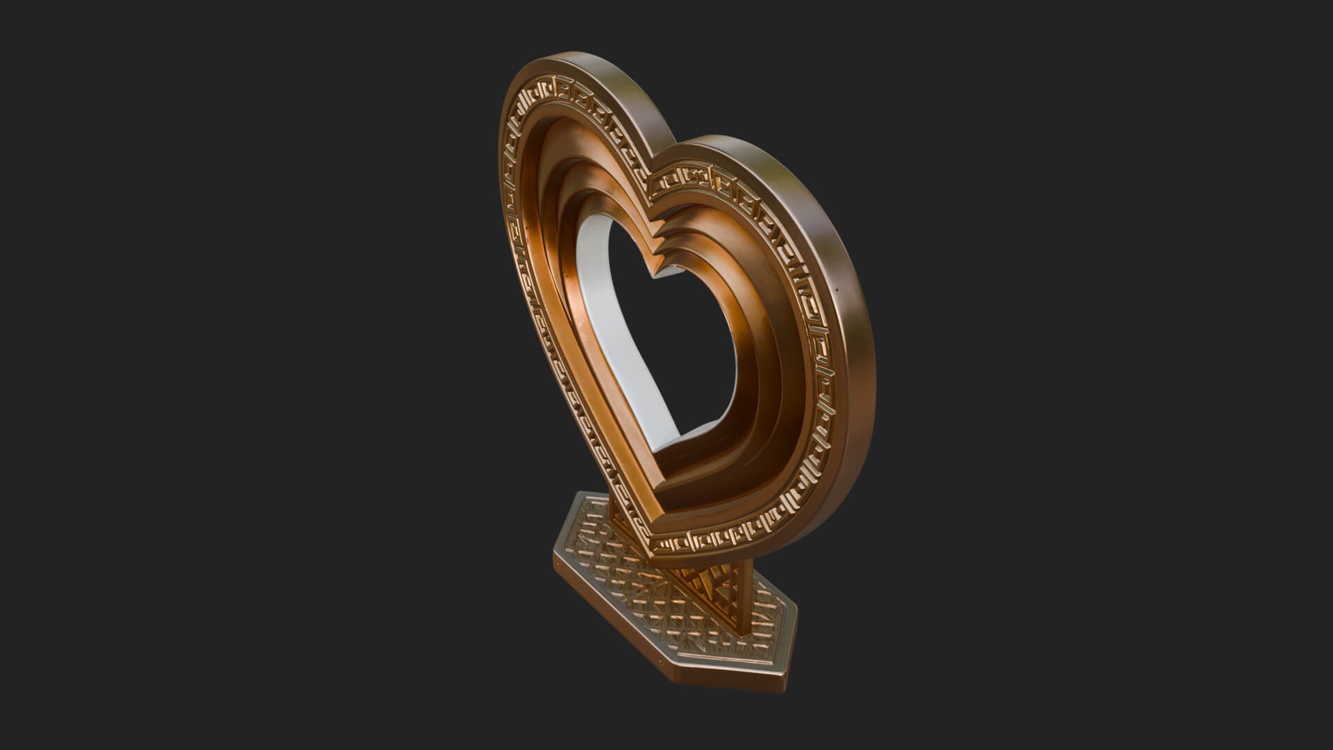 Ornate Framed Heart Plaque Design 101 3D Print Model 3D Model