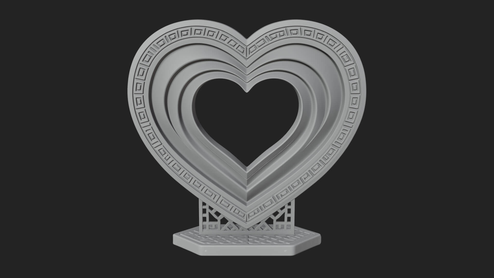 Ornate Framed Heart Plaque Design 101 3D Print Model 3D Model