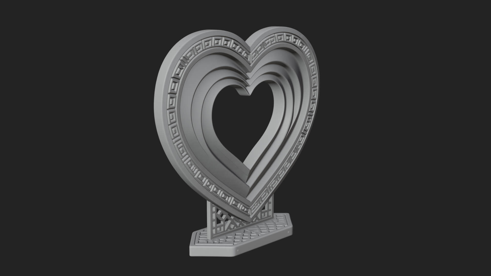 Ornate Framed Heart Plaque Design 101 3D Print Model 3D Model