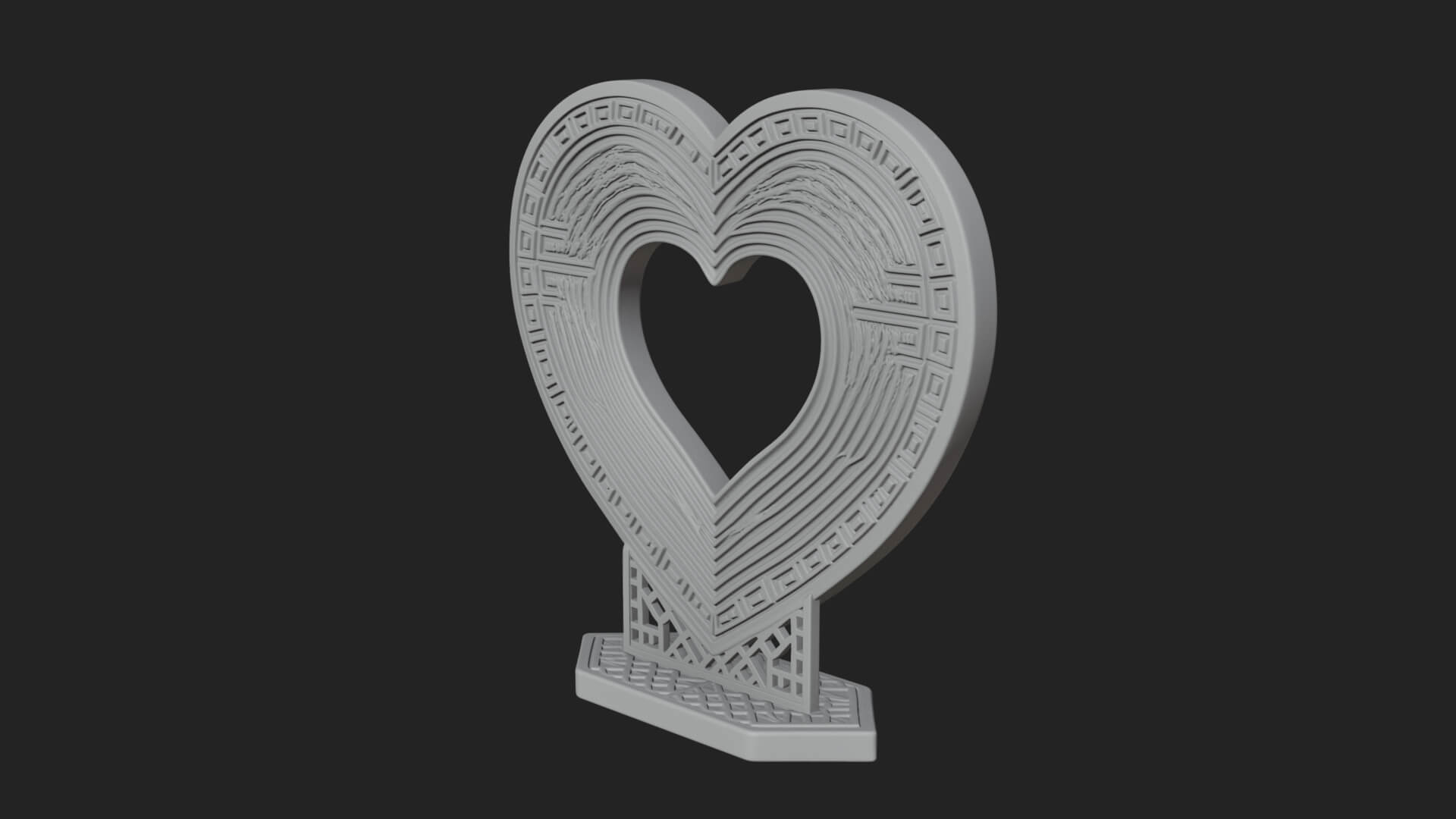 Ornate Framed Heart Plaque Design 101 3D Print Model 3D Model
