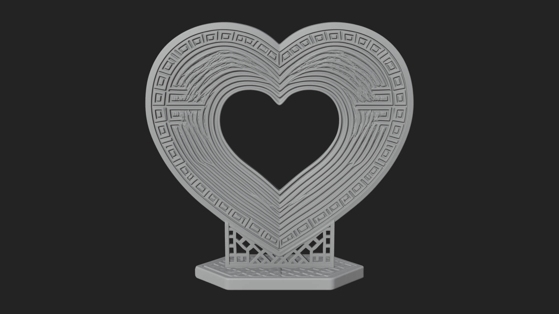 Ornate Framed Heart Plaque Design 101 3D Print Model 3D Model