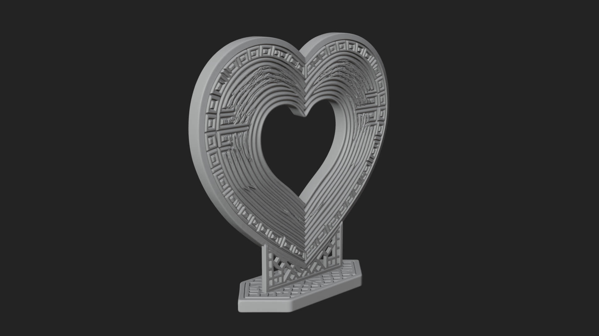 Ornate Framed Heart Plaque Design 101 3D Print Model 3D Model
