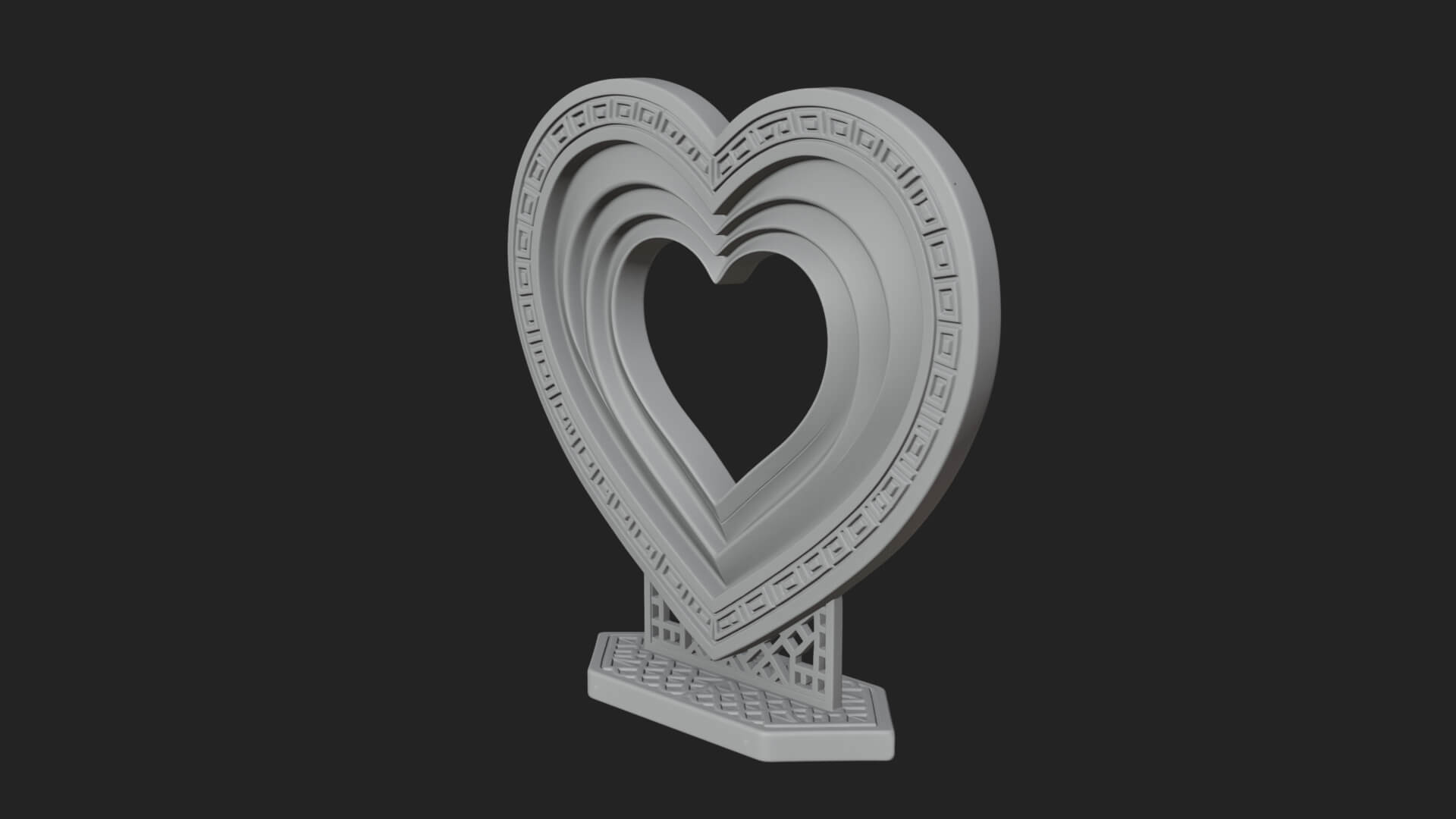 Ornate Framed Heart Plaque Design 101 3D Print Model 3D Model