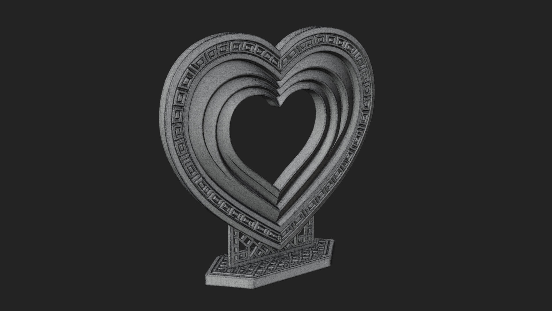 Ornate Framed Heart Plaque Design 101 3D Print Model 3D Model