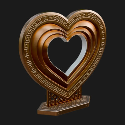 Ornate Framed Heart Plaque Design 101 3D Print Model
