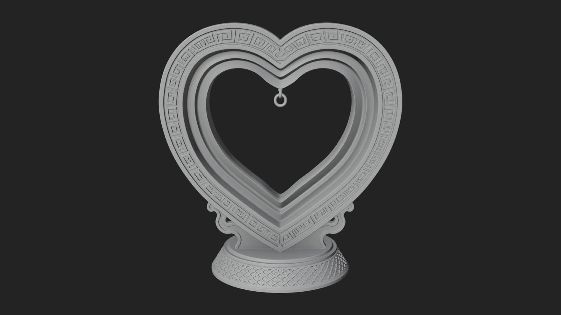 Ornate Framed Heart Plaque Design 102 3D Print Model 3D Model