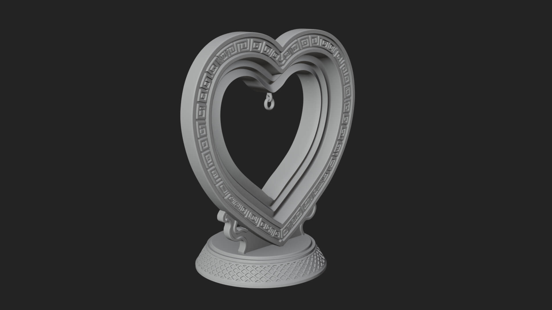 Ornate Framed Heart Plaque Design 102 3D Print Model 3D Model