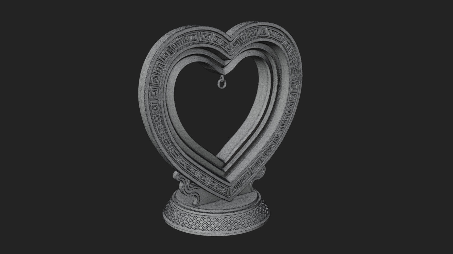 Ornate Framed Heart Plaque Design 102 3D Print Model 3D Model