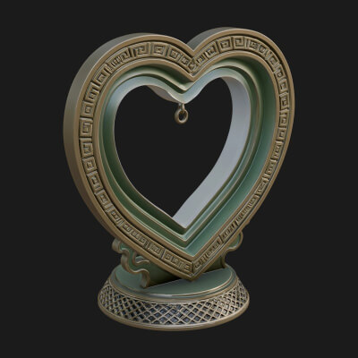 Ornate Framed Heart Plaque Design 102 3D Print Model