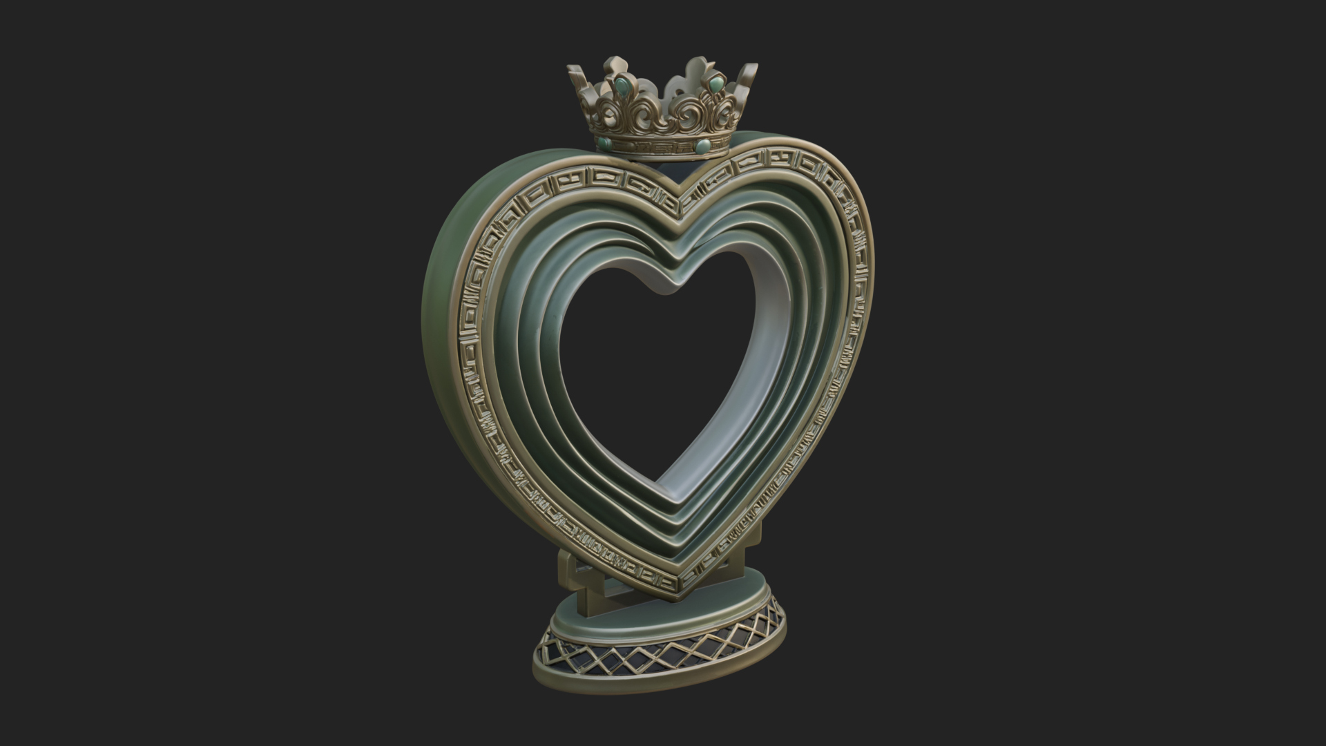 Ornate Framed Heart Plaque Design 103 3D Print Model 3D Model